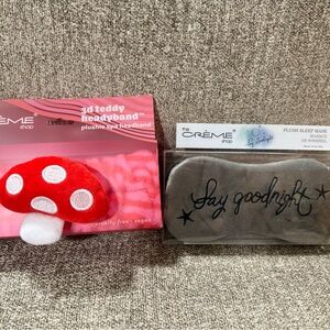 The Crème Shop Gray 'Say Goodnight' Plush Sleep Mask and Mushroom Headband